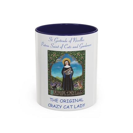 Cat Lover’s Accent Mug – Saint Gertrude of Nivelles, 11oz
