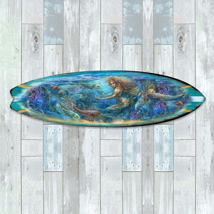 Mermaid Kingdom Surfboard Coastal Wall Art by G. DeBrekht - Coastal Holiday Decor - 8490115HS-3