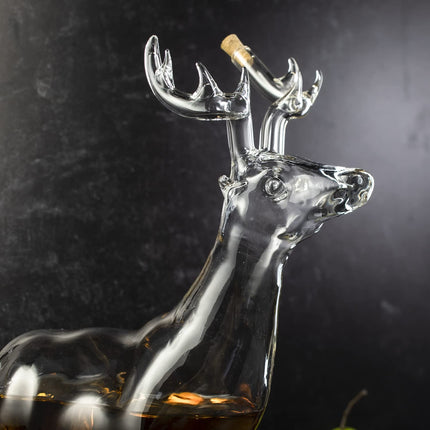 Stag Antler Crystal Decanter - Elegant Stag/Reindeer Liquor Decanter by The Wine Savant - Luxury Decanter for Bourbon, Scotch, or Whiskey 750ml Perfect For Any Bar, Hunter's Gift Hunting Enthusiasts-2