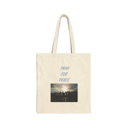 Tote Bag — "Pray for Peace" Canvas Tote with Sunset Silhouette