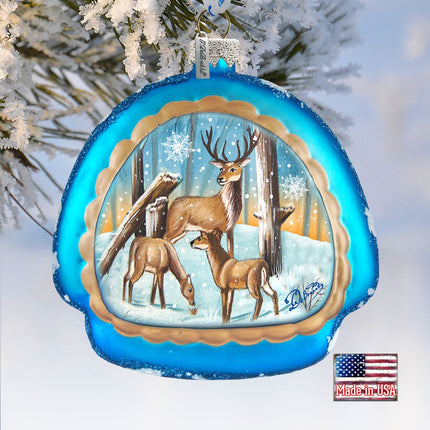 Deer Love Glass Ornament by G. DeBrekht - Wildlife Holiday Decor - 756-011-1