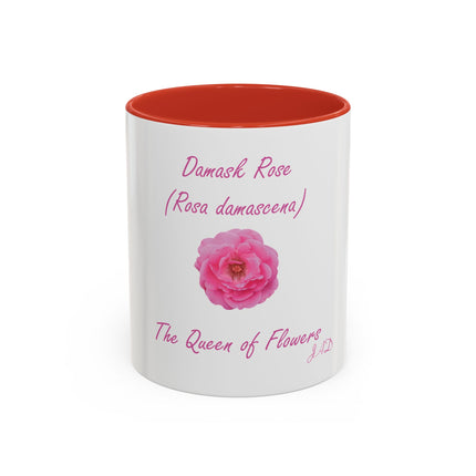 Damask Rose Coffee Mug — "The Queen of Flowers" Botanical Tea Cup