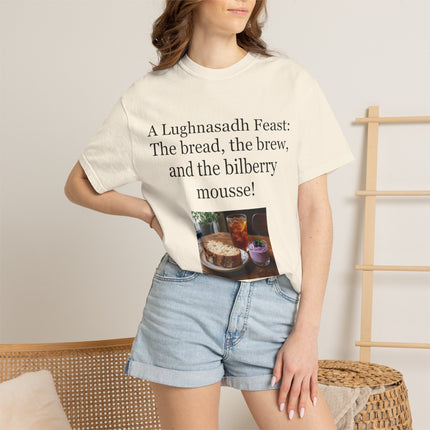 Lughnasadh Feast T-Shirt – “The bread, the brew, and the bilberry mousse!”