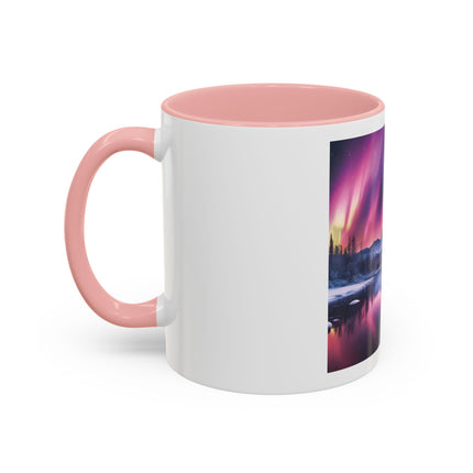 Aurora Lake Accent Coffee Mug — Northern Lights Landscape 11/15oz