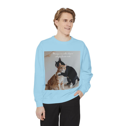 Cute Cat Sweatshirt – Unisex Garment-Dyed Gift for Couples