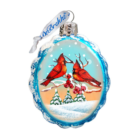 Winter Cardinals Mercury Glass Ornament by G. DeBrekht - Wildlife Holiday Decor - 771014-4