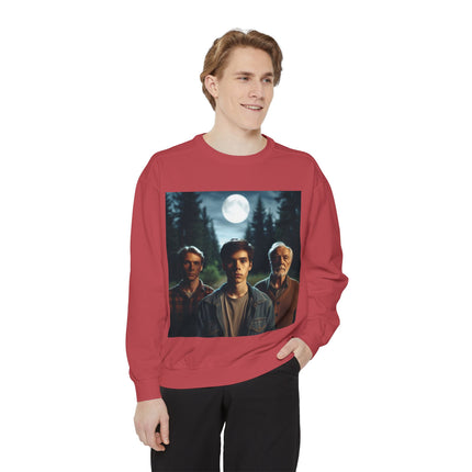 Unisex Garment-Dyed Sweatshirt - Vintage Forest Vibes Graphic
