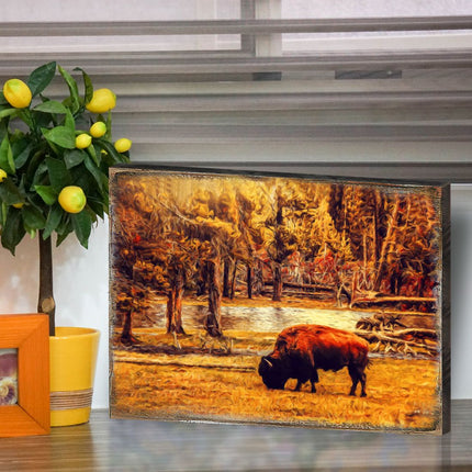 Bison Art Wooden Wall Art by Nature Wonders - Nature Wildlife Decor  - 95293B-3