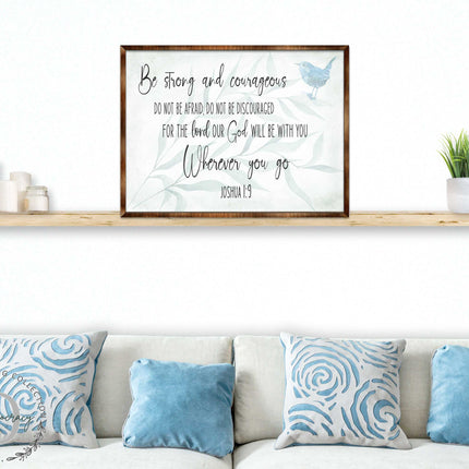 Be Strong and Courageous - God Will Be With You - Wooden Christian Art - Contemporary Sign - Living Room Decor - Joshua 1:9 - Inspirational Wall Art - 310331-1