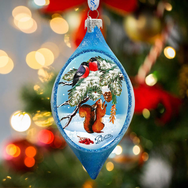 Squirrel and Birds Ball Glass Ornament by G. DeBrekht - 73451-0