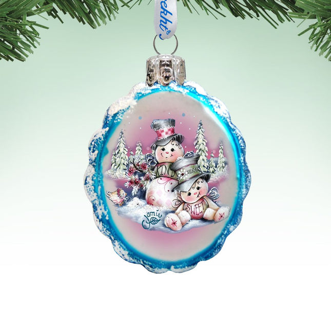 Snowman Mercury Glass Ornament by Jamie Mills-Price - Christmas Santa Snowman Decor - 778201-JM-0