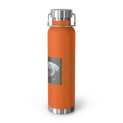 Copper Insulated Water Bottle - 22oz with Easter Design & Humorous Quote