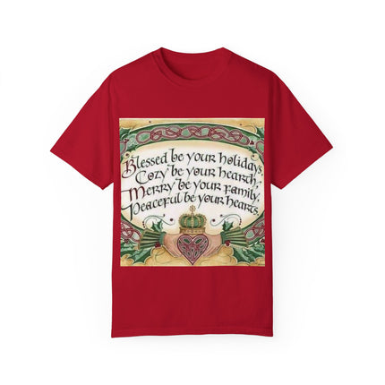 Blessed Be Your Holiday Tee – Celtic-Inspired Unisex Garment-Dyed
