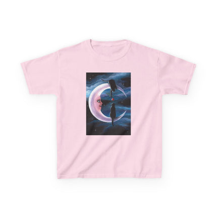 Kids Moon Dreamer Tee — Black Cats on Crescent Moon Graphic