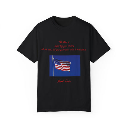 Mark Twain Quote Tee – Patriotic Unisex Flag Shirt in Soft Cotton
