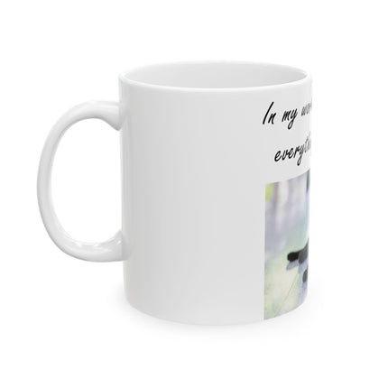 Cat Lover’s Ceramic Mug – “A Cat Makes Everything Better” – 11oz