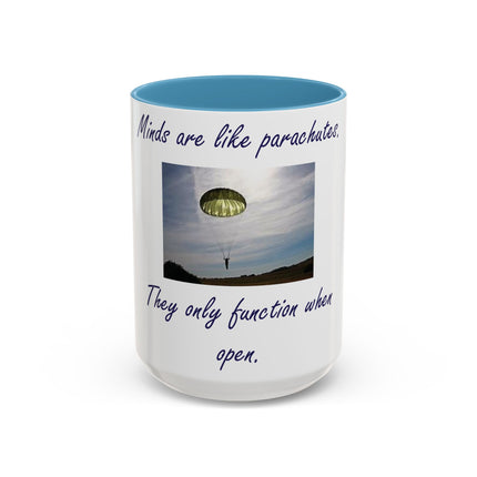 Parachute Quote Accent Mug – 15oz Ceramic Cup for Open Minds