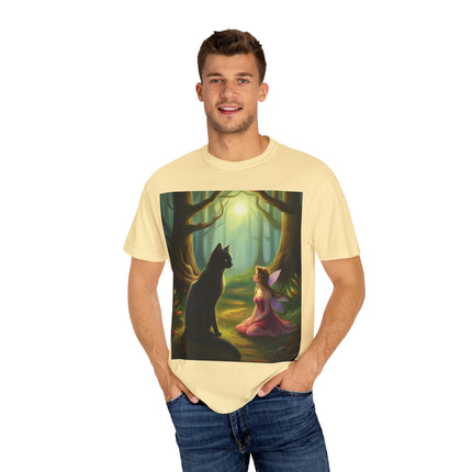 Whimsical Fairy & Cat Tee – Nature-Inspired Unisex Graphic Shirt