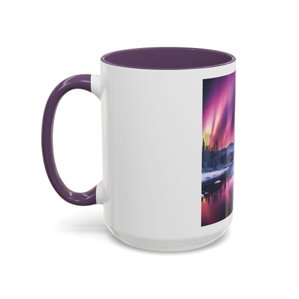 Aurora Lake Accent Coffee Mug — Northern Lights Landscape 11/15oz