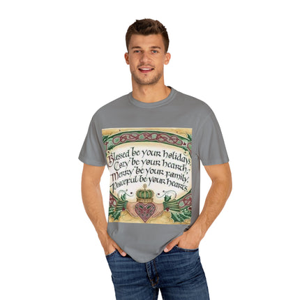 Blessed Be Your Holiday Tee – Celtic-Inspired Unisex Garment-Dyed