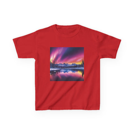 Kids Tee — Colorful Northern Lights Mountain Print