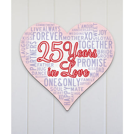 Silver Anniversary Heart "Years in Love" Holiday Door Decor by G. DeBrekht - Love Family Kids Decor - 8198736-2H-0