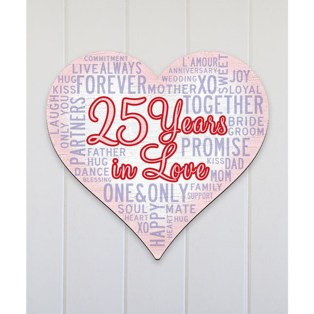 Silver Anniversary Heart "Years in Love" Holiday Door Decor by G. DeBrekht - Love Family Kids Decor - 8198736-2H-0