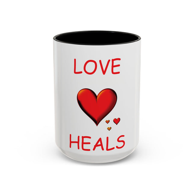 Love Heals Accent Mug – 15oz Ceramic Cup for Comfort & Support
