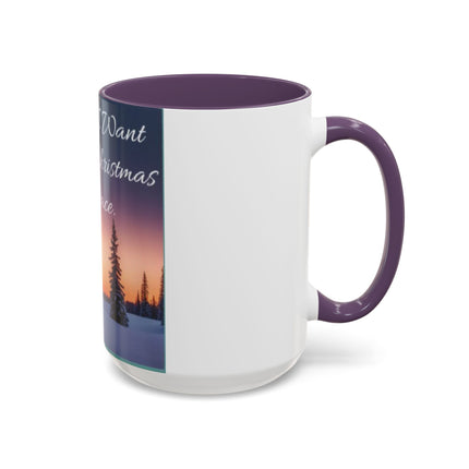 Christmas Peace Accent Mug | 15oz Ceramic Cup with Quote & Sunset