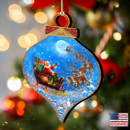Santa Magical Flight Wooden Ornaments by Gelsinger - Christmas Santa Snowman Decor - 8031020-1314-2