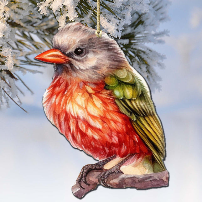 Enchanted Forest Bird Wooden Ornaments by G.Debrekht - Wildlife Holiday Decor - 8710005-3-0