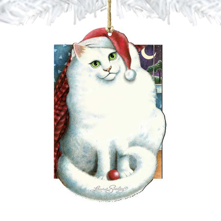 Marshmallow Santa Cat Wooden Ornaments Pets by Laura Seeley - Pets Dog and Cats Decor - 8512058-LS-4