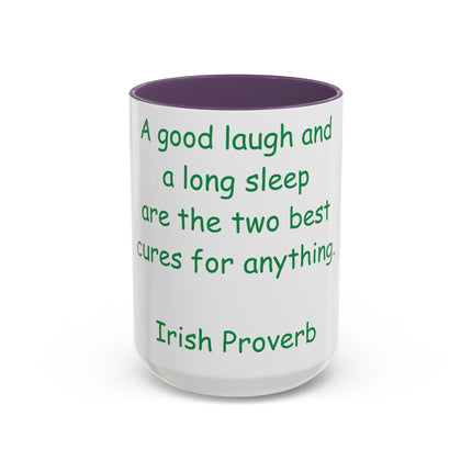 Irish Proverb Mug – “Laugh & Sleep” – 15oz Ceramic Drinkware