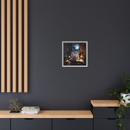 Mystic Moonlit Cats Framed Canvas — Witchy Home Décor Art