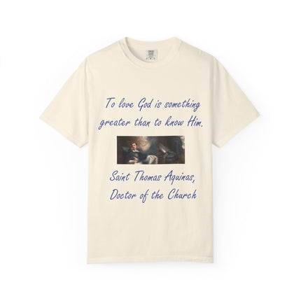 Inspirational Saint Thomas Aquinas T-Shirt – Unisex Garment-Dyed Tee for Faith and Philosophy Lovers