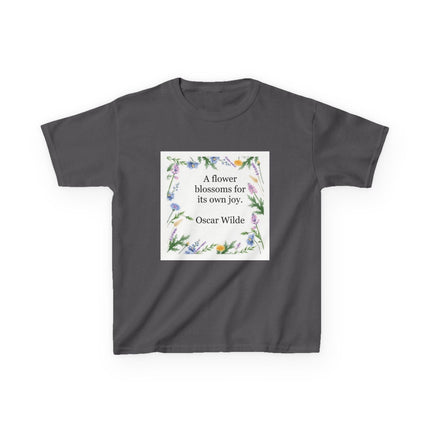 Kids T‑Shirt — "A flower blossoms for its own joy" Oscar Wilde Floral Quote