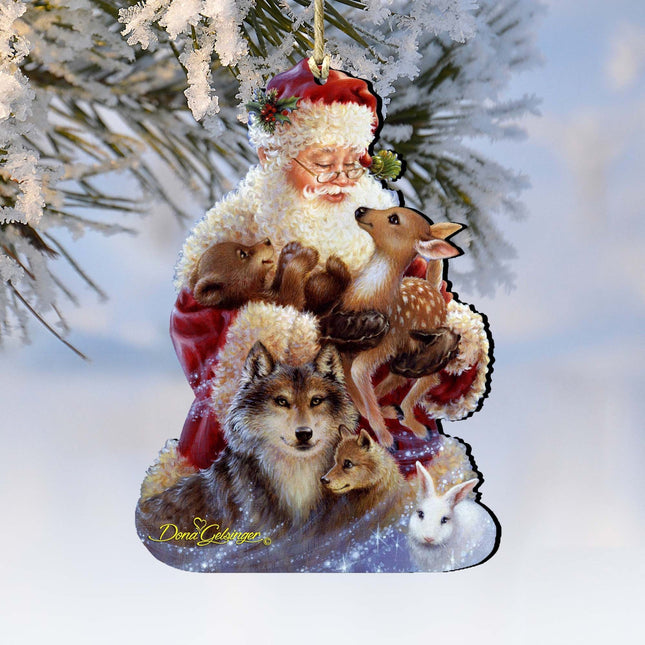 Santa Little Friends Wooden Ornaments by Gelsinger - Christmas Santa Snowman Decor - 8161012-9914-0