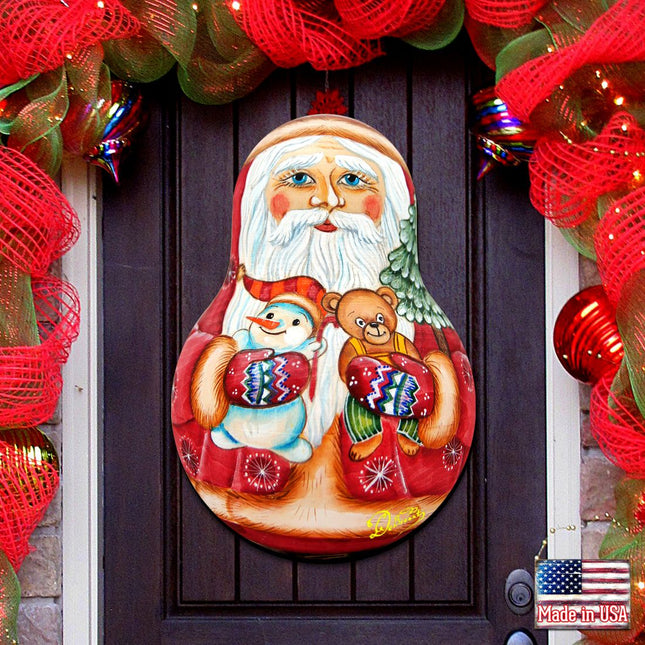 Santa Doll Christmas Door Decor by G. DeBrekht - Christmas Santa Snowman Decor - 8115011H-0
