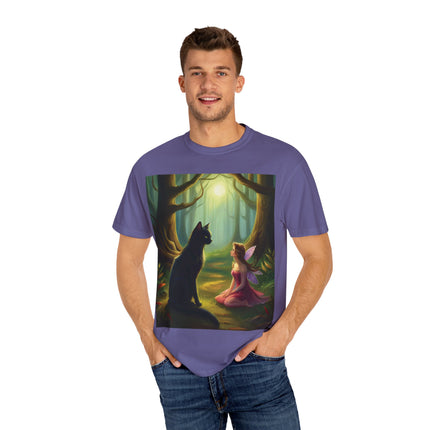 Whimsical Fairy & Cat Tee – Nature-Inspired Unisex Graphic Shirt