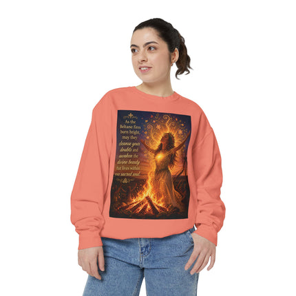Bonfire Witch Sweatshirt — "As the Beltane fire burns bright" Pagan Festival Crewneck