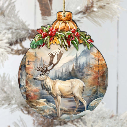 Alaskan Majestic Elk Wooden Ornaments by G.Debrekht - Wildlife Holiday Decor - 870028-2
