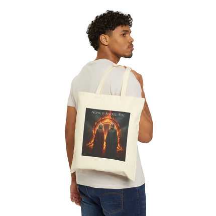 Tote Bag — 'Aging Is Sacred Fire' Gothic Fantasy Canvas Tote