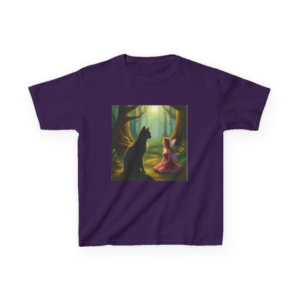 Kids Tee — Fairy Princess and Cat Forest Illustration