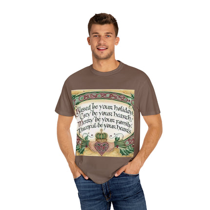 Blessed Be Your Holiday Tee – Celtic-Inspired Unisex Garment-Dyed