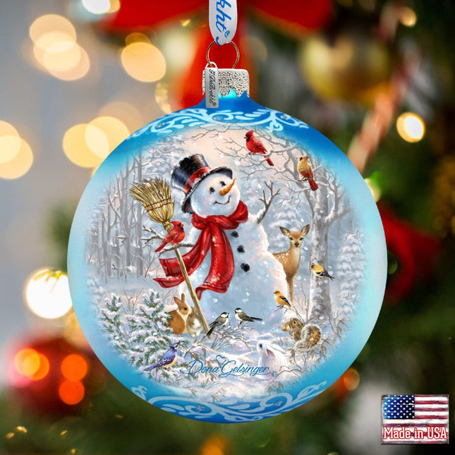 Frosty Forest Friends Glass Ornament by D. Gelsinger - Christmas Santa Snowman Decor - 71105-1624-0