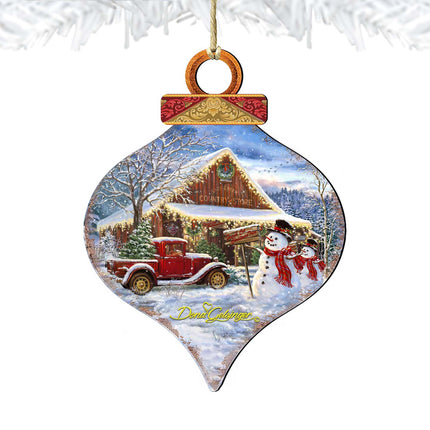 Country Store Christmas Drop Wooden Ornaments by Gelsinger - Christmas Decor - 8031022-1607-4