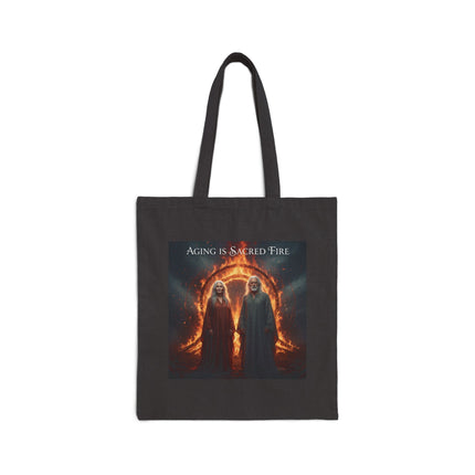 Tote Bag — 'Aging Is Sacred Fire' Gothic Fantasy Canvas Tote