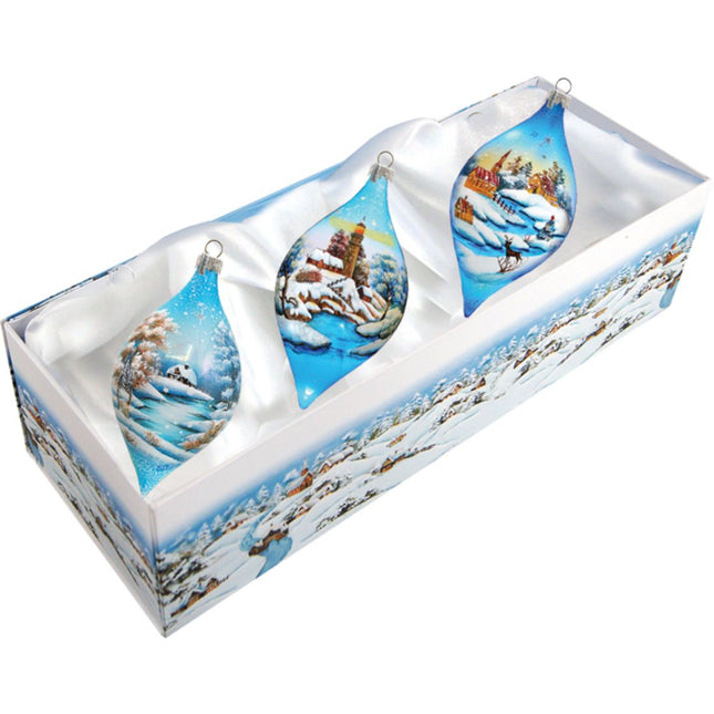Classical Drops Glass Ornament Set of 3 by G. DeBrekht - Christmas Decor - 74121-B3-0