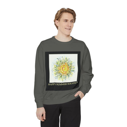 Happy Summer Solstice Unisex Sweatshirt - Cozy Garment-Dyed Apparel for Seasonal Celebrations