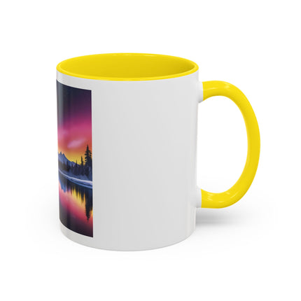 Aurora Lake Accent Coffee Mug — Northern Lights Landscape 11/15oz